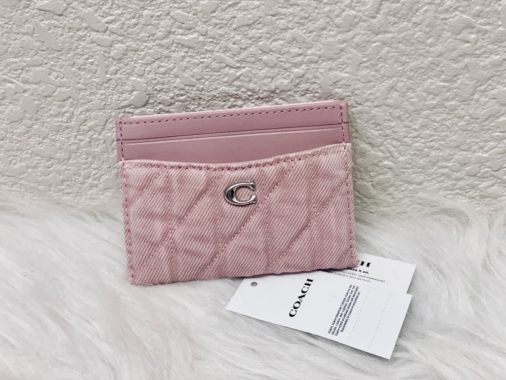 NWT Coach Essential Denim Card Case in Quilting CBF61 LH/BALLERINA