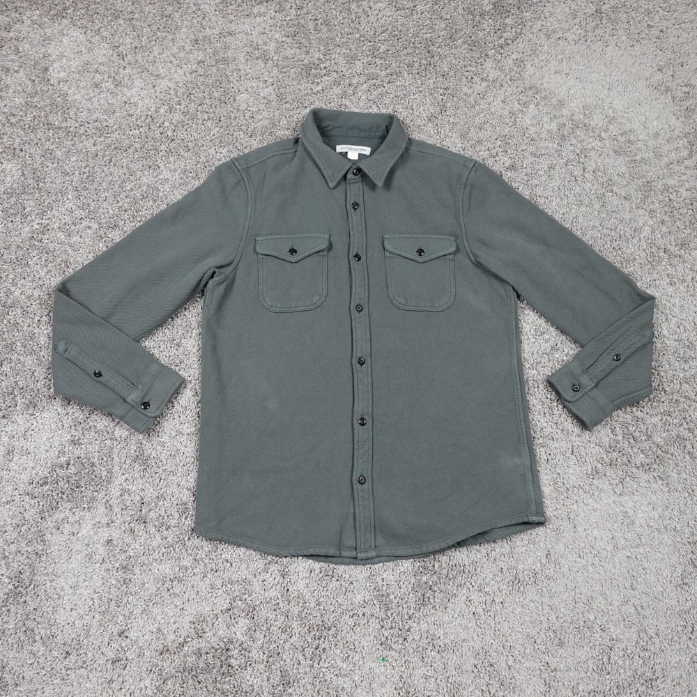 Outerknown Blanket Shirt Mens Medium Gray Herringbone Flannel Heavyweight
