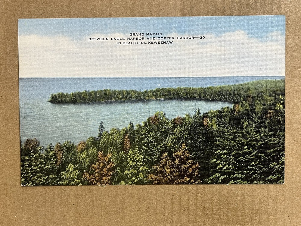 Postcard Grand Marais MI Michigan Scenic View Keweenaw County Lake Superior