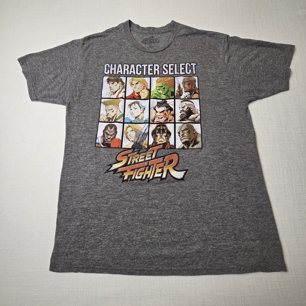 Capcom Street Fighter Shirt Mens XL Gray Character Select Graphic Short Sleeve
