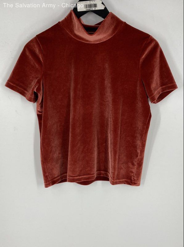 Madewell Womens Orange Velvet Short Sleeve Casual Blouse Top Size XS