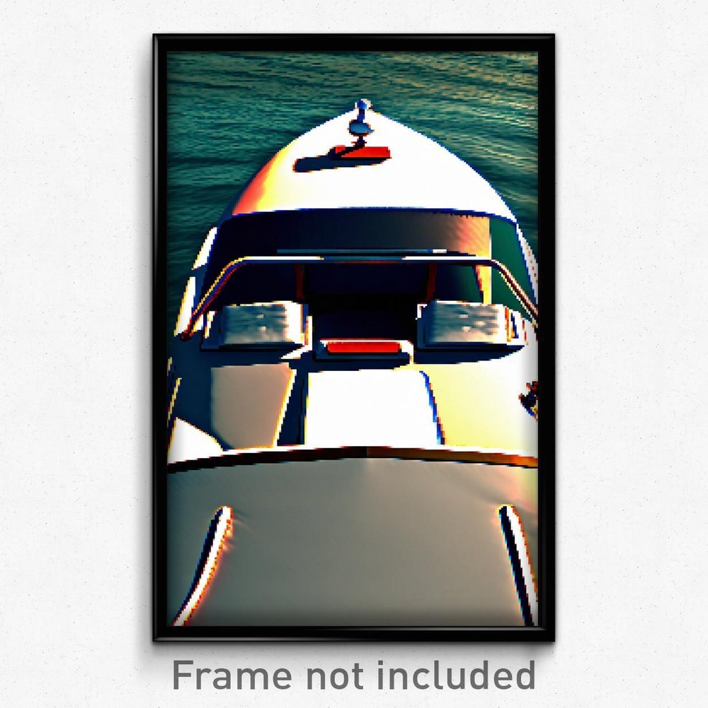 8 Bit Pixel Art Boat Poster - Psychedelic Trippy Video Game Wall Print