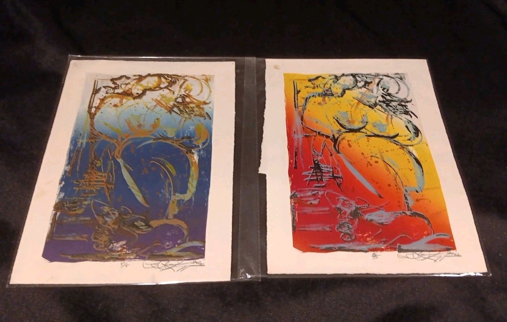 Vintage Of 2 Graffiti Abstract Art Signed  Numbered Contemporary Print 5/5 -1982-image