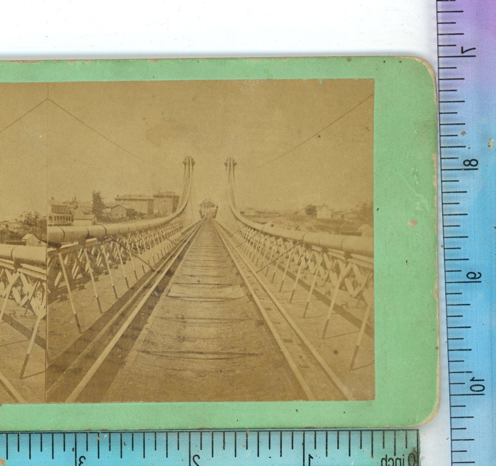 Suspension Bridge Niagara Railway  Stereoview