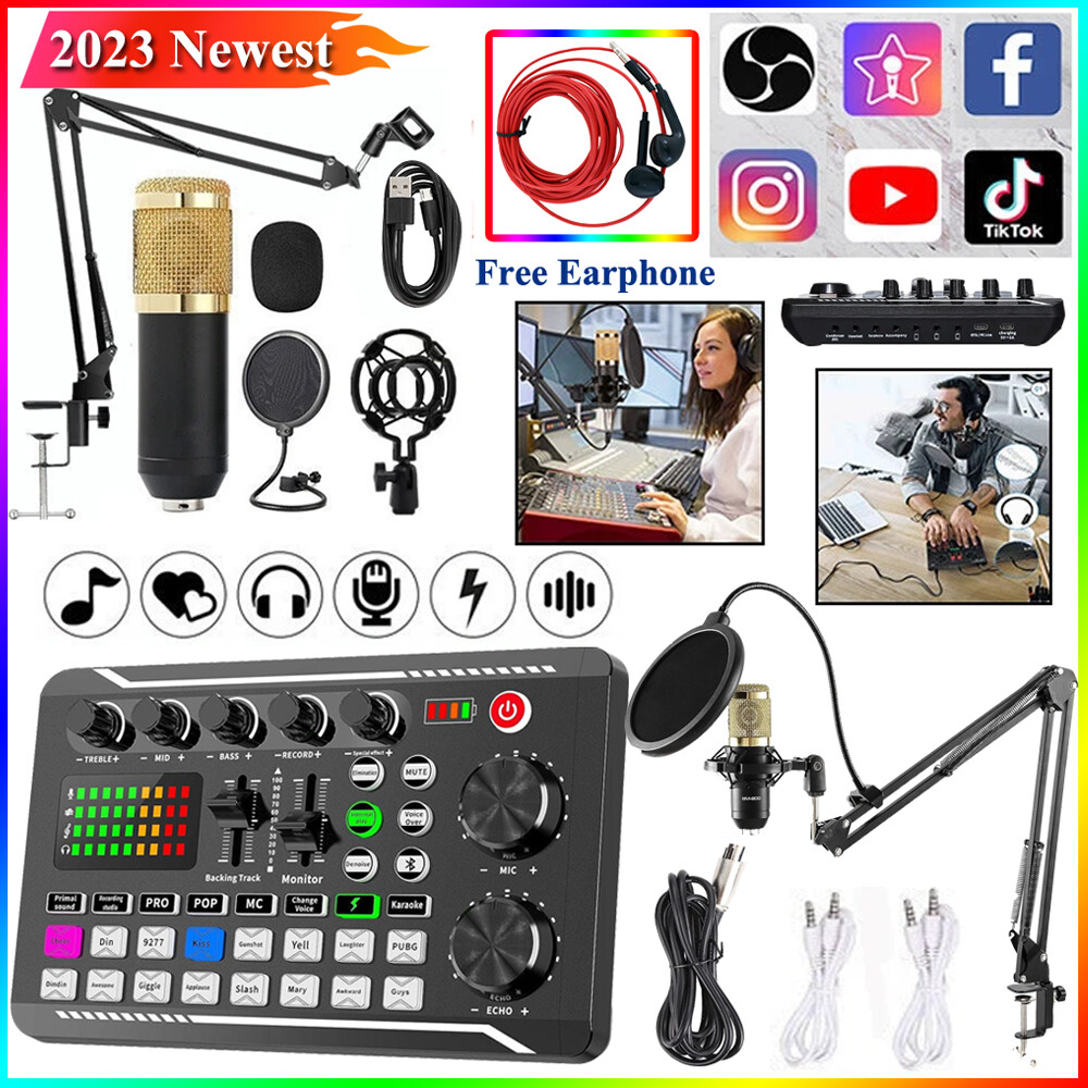 Complete Home Studio Recording Kit Mixer Condenser Microphone for Music Podcast
