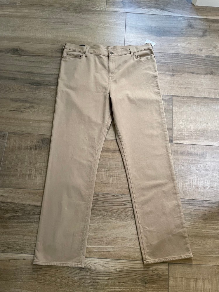 Banana Republic Traveller Pants Mens 42x36 Tan Khaki Slim Fit Jean Stretch Pants
