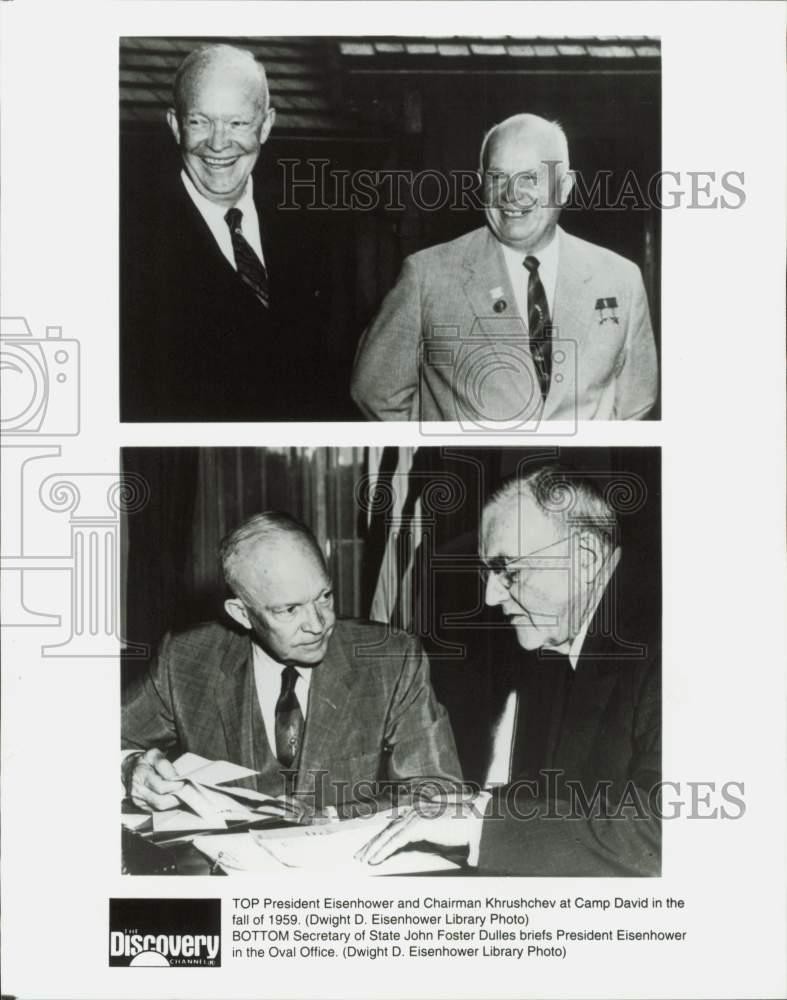 1959 Press Photo President Eisenhower with Khrushchev, John Foster Dulles