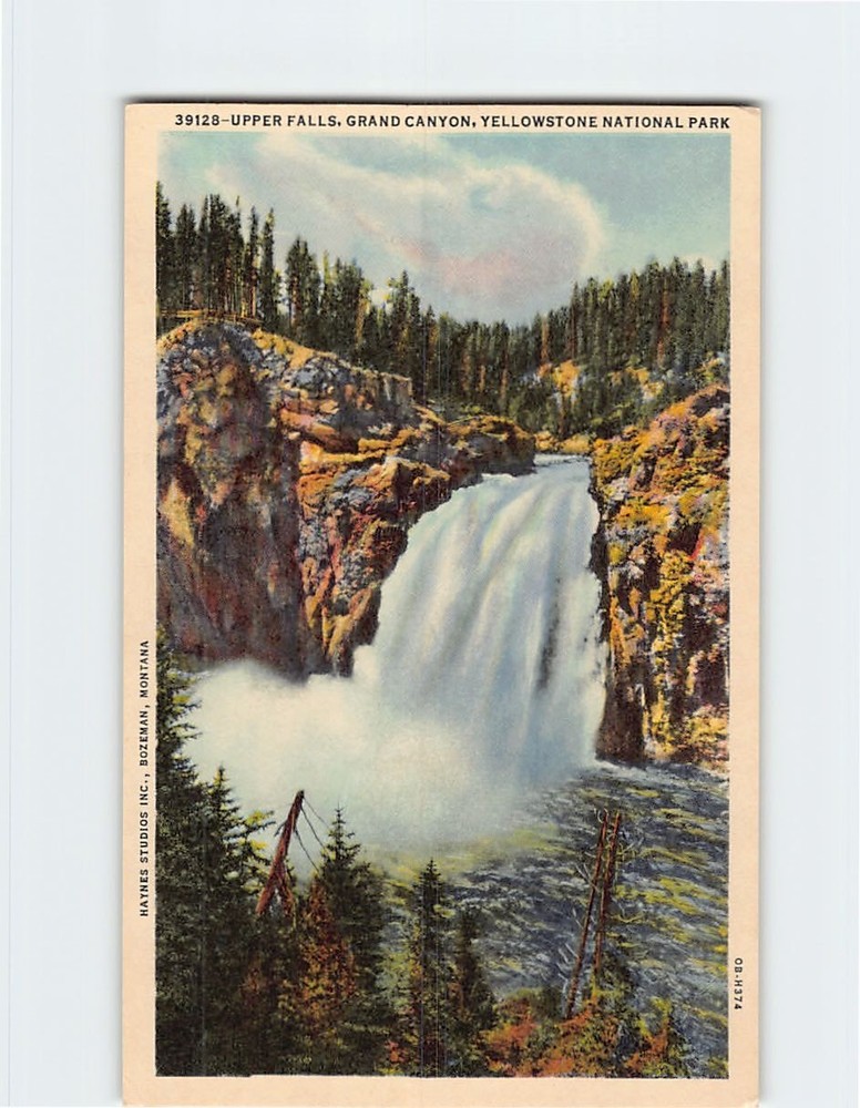 Postcard Upper Falls Grand Canyon Yellowstone National Park Wyoming USA