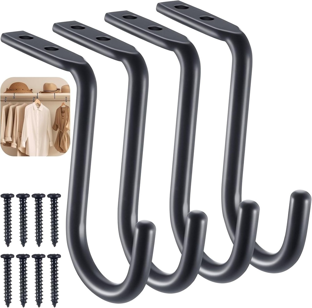 4 Pcs Heavy Duty Metal Wall Mount Closet Rod Center Support Bracket - 1 Inch ...