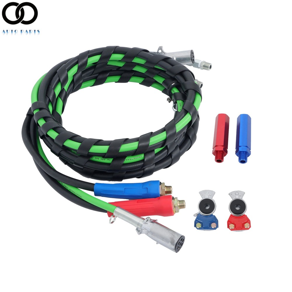 Semi Truck 15FT 3-in-1 Wrap ABS Electrical Cables & Rubber Air Line Kit-image