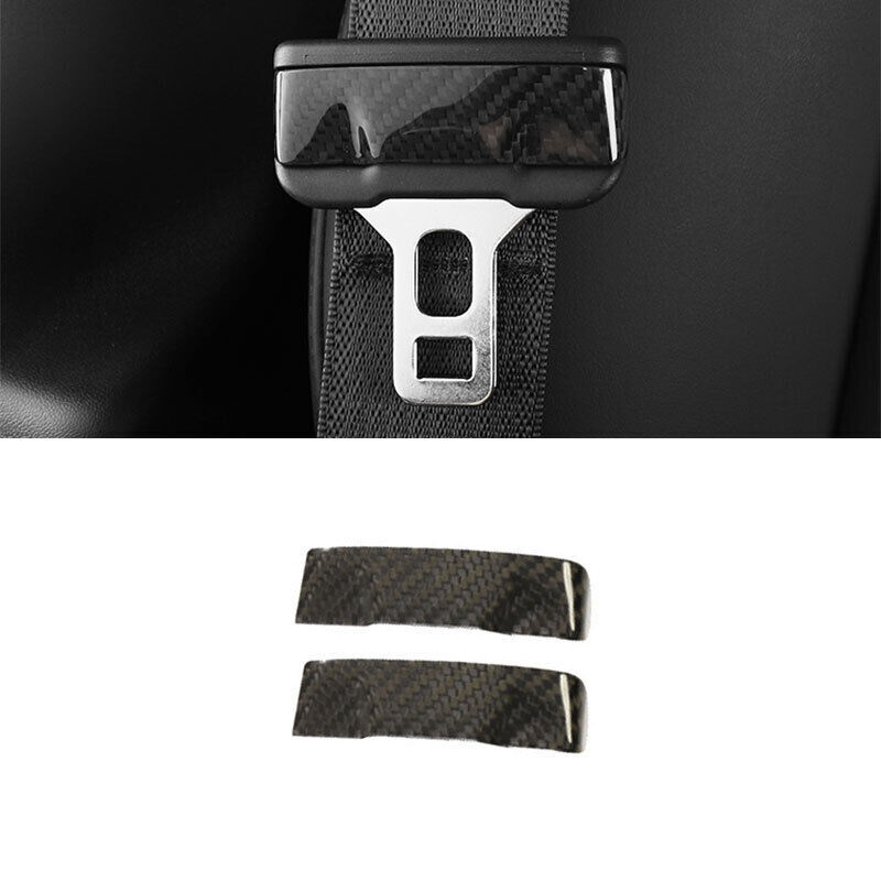 For Tesla Model 3 17-2022 Real Carbon Fiber Interior Seat Belt Buckle Cover Trim