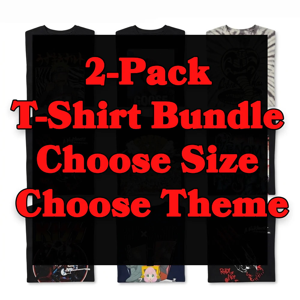 Men's Tee Themed Graphic T-Shirt 2-Pack Bundle | Choose Your Vibe & Size