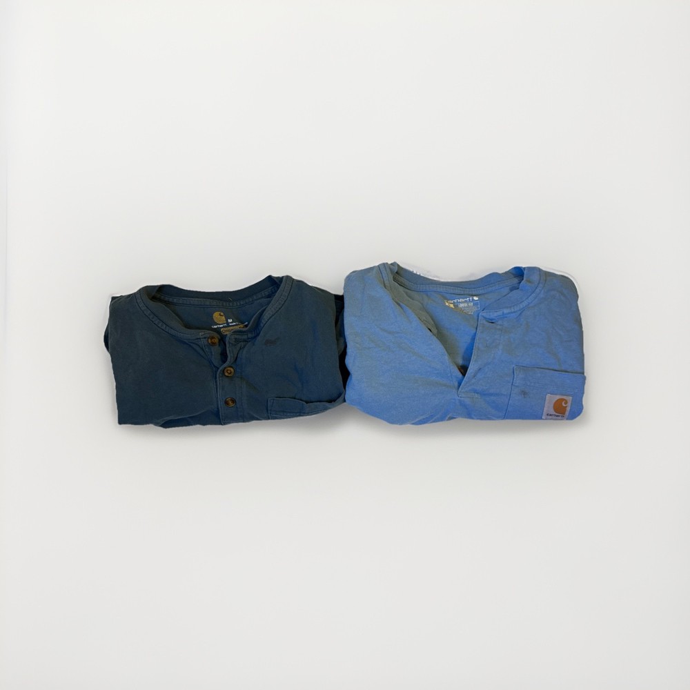 Carhartt Henley Pocket T-Shirt Lot of 2 Men’s Size Medium Workwear Tee Blue Used
