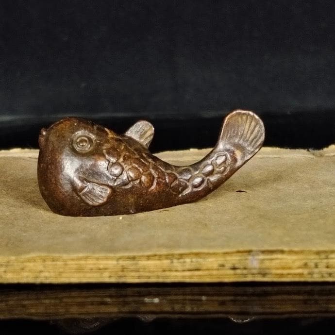 Fugu Copper Paperweight Figurine Vintage Retro Interior Home Decor