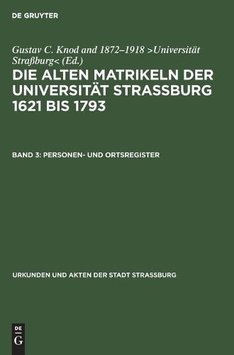 Personen- Und Ortsregister (Hardback)