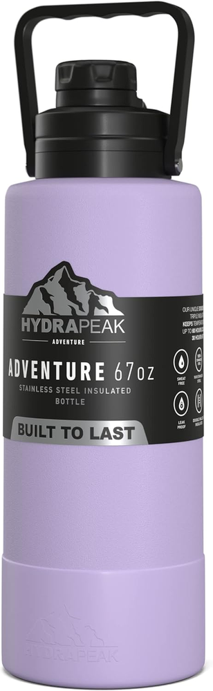 67Oz Adventure Sports Water Flask, Vacuum Insulated Water Bottle, Leak-Proof Wat