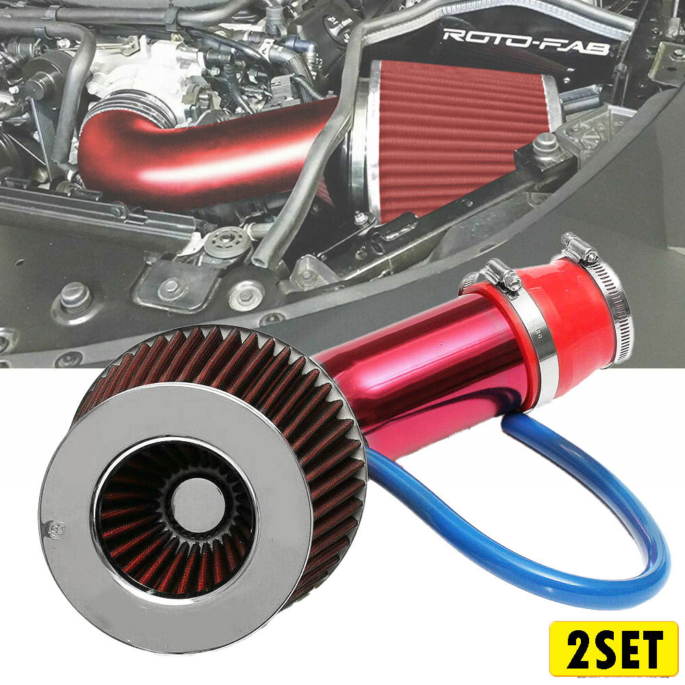 4X Universal Car Cold Air Intake Pipe Filter Kit with Induction Flow Hose