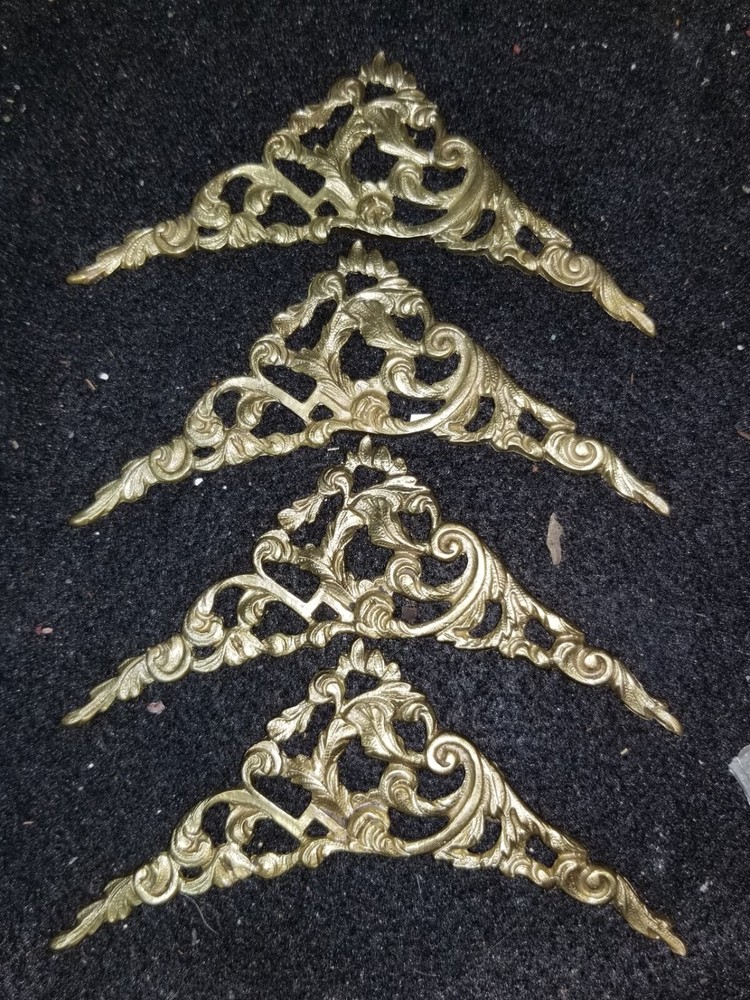 Bracket Tall Case Grandfather Clock Brass or Bronze Spandrels Matched Set of 4