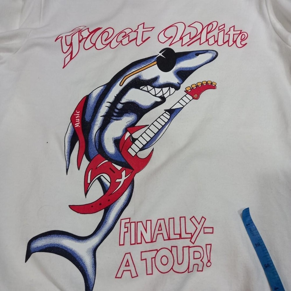 Vtg Great White Band Finally Tour Cotton All Size Unisex White Shirt SE067