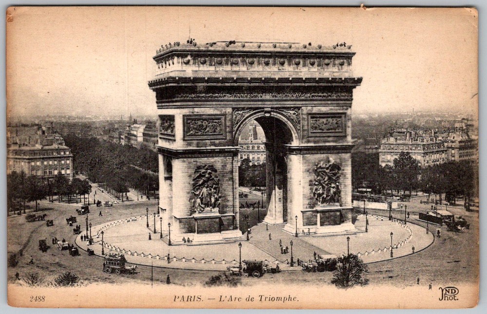 Antique Postcard Arc DE Triomphe Paris, Fr 1910s