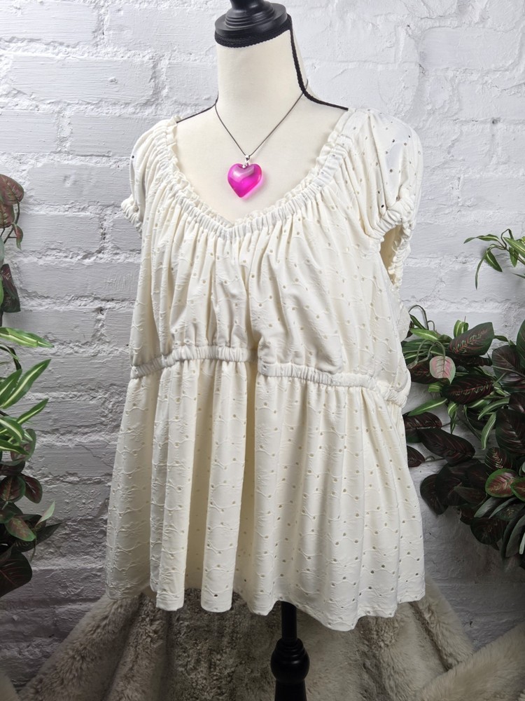 Torrid White Eyelet Lined Babydoll Whisper Top 4X New With Tags