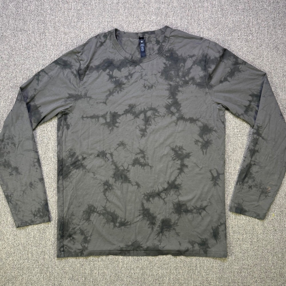 Lululemon Mens The Fundamental Long Sleeve Shirt Tie Dye Gray LM3CSIS Size L