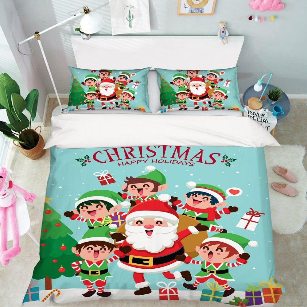 3D Christmas Xmas A1241 Bed Pillowcases Quilt Duvet Cover Set Queen King Amy
