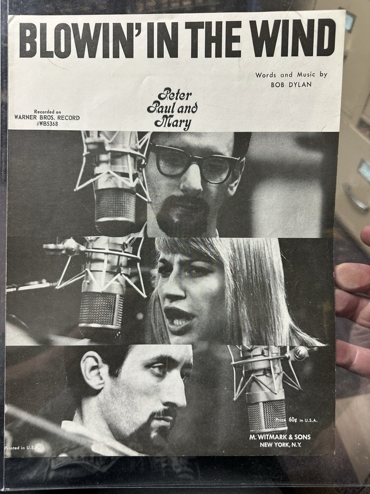 J ‘63 Peter Paul & Mary sheet music BOB DYLAN ‘Blowin’ In The Wind’ ’