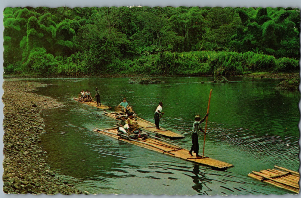 Jamaica Port Antonio Rafting on the Rio Grande c1968 Chrome Postcard