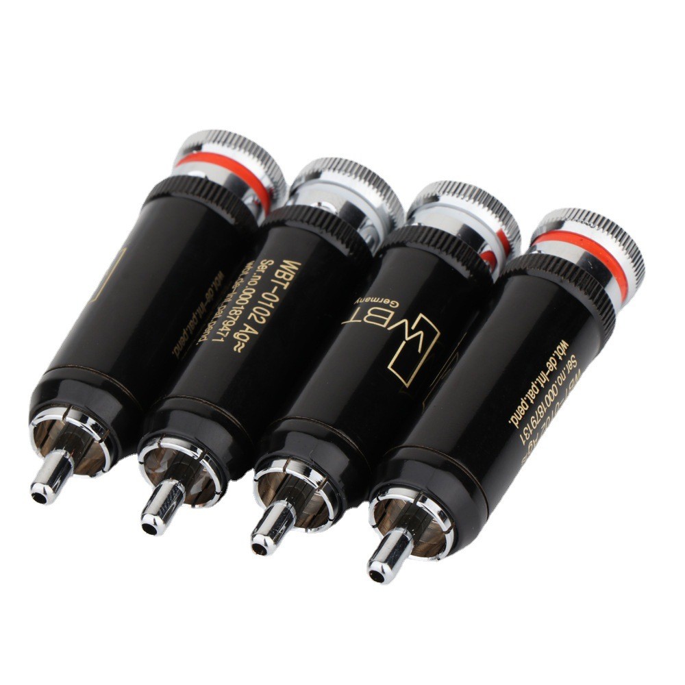 4Pcs Brass Rhodium WBT-0102 RCA Plug Connector Audio Cable Terminal Socket
