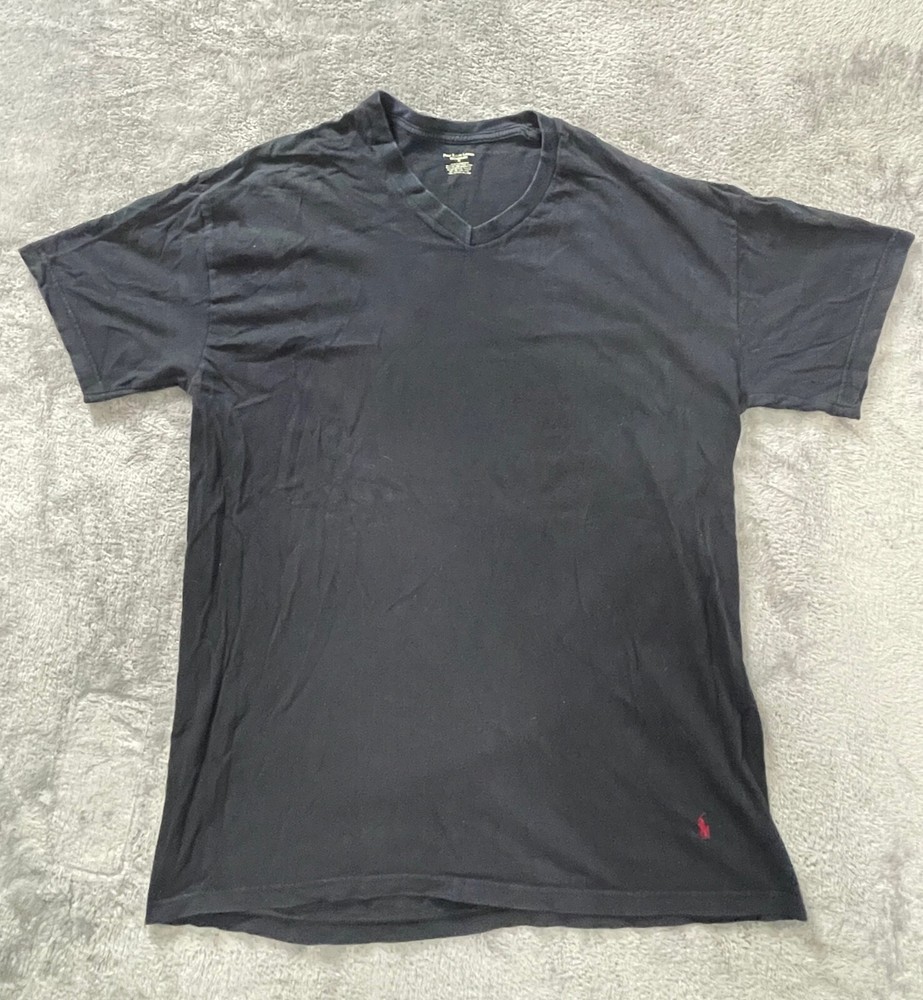 Ralph Lauren Women's XL Black Pony V-Neck Slim Cotton Pullover Shirt