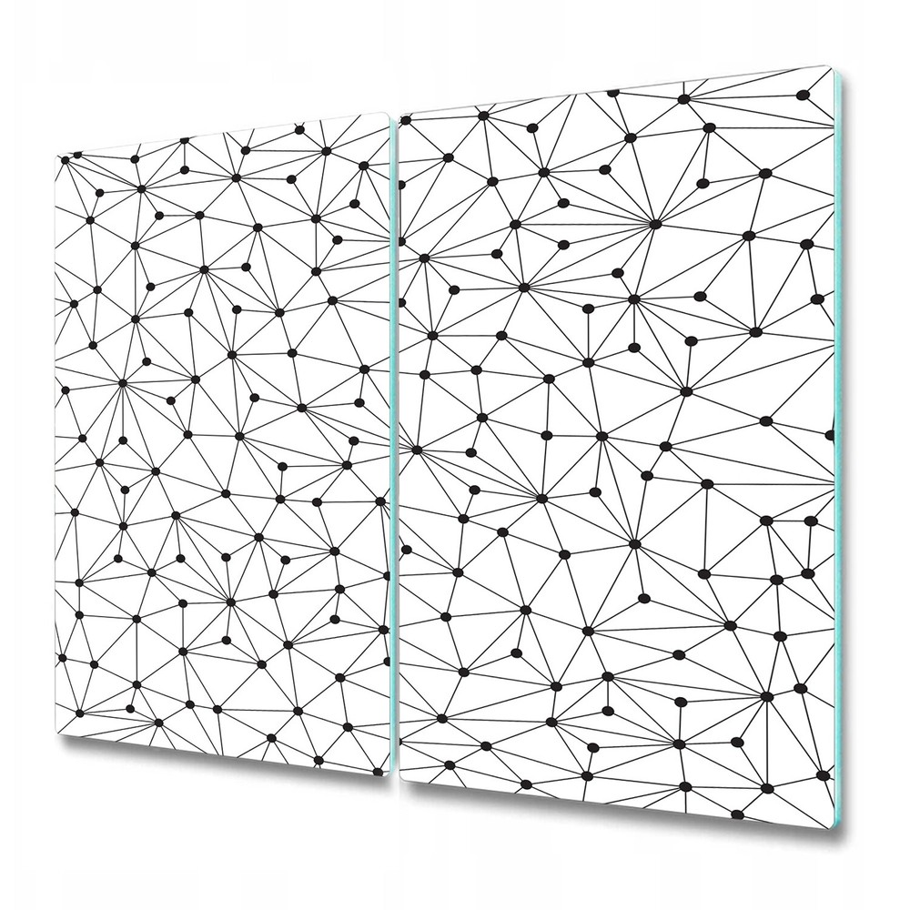 Tempered Glass Chopping Board Polygonal lines and circles black and white art