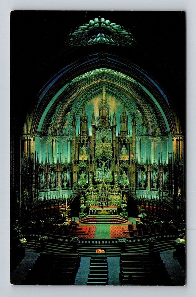 Montreal Quebec-Canada, Interior Notre Dame Church, Antique Vintage Postcard