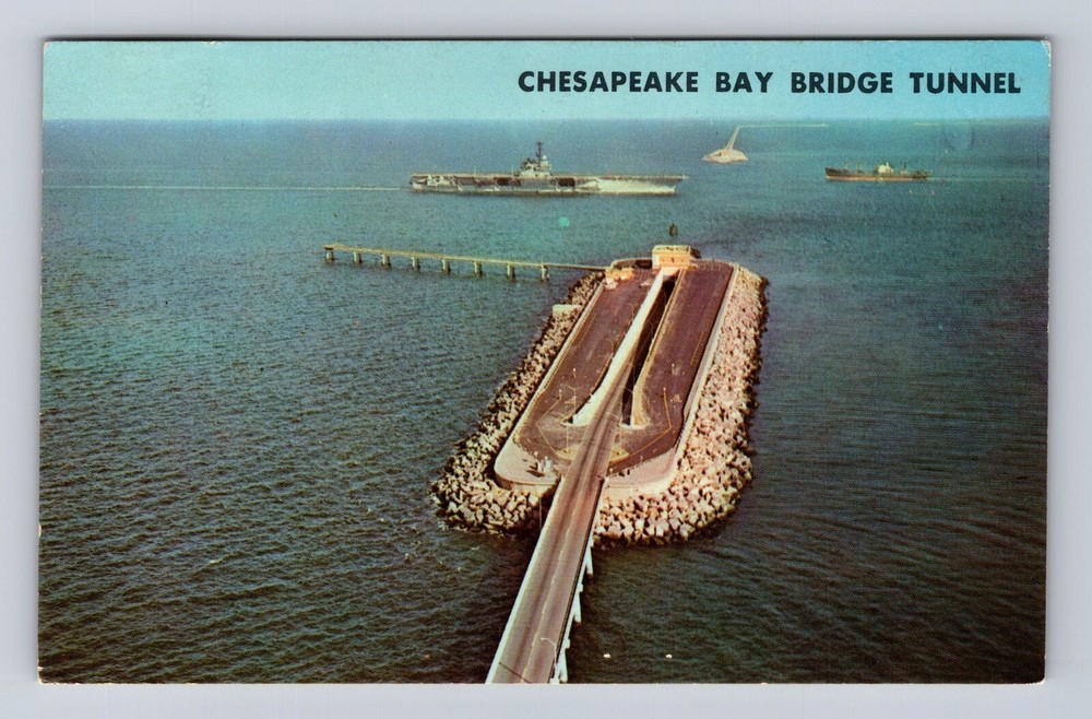 Virginia Beach VA-Virginia, Chesapeake Bay Bridge-Tunnel, Vintage c1968 Postcard