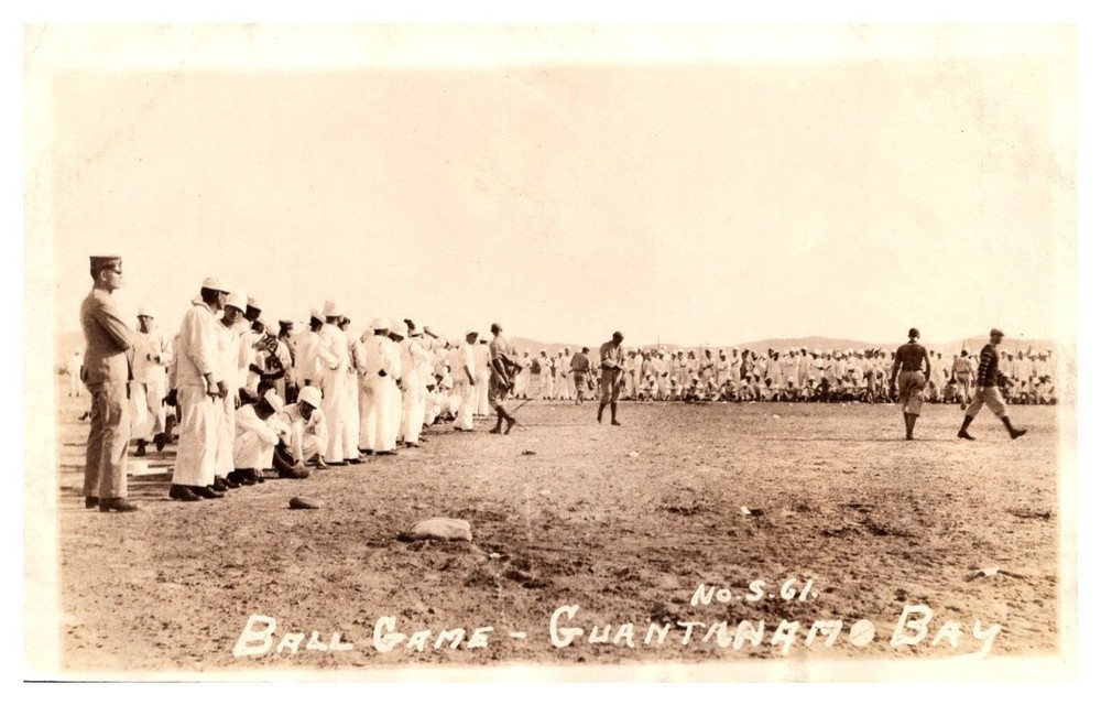 1910s US Navy Baseball Game at Guantanamo Bay Vintage Real Photo Postcard