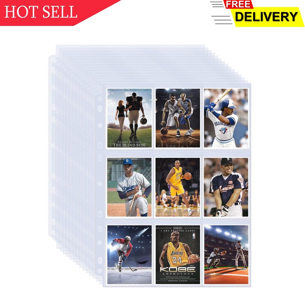 GEAoffice 540 Pockets Card Sleeves Binder Sheets, Baseball Card Sleeves Pages