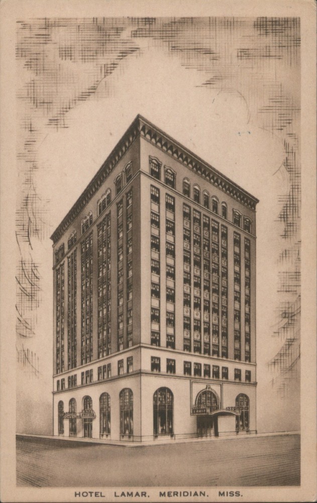 Meridian, Mississippi MS Hotel Lamar Original Vintage Postcard