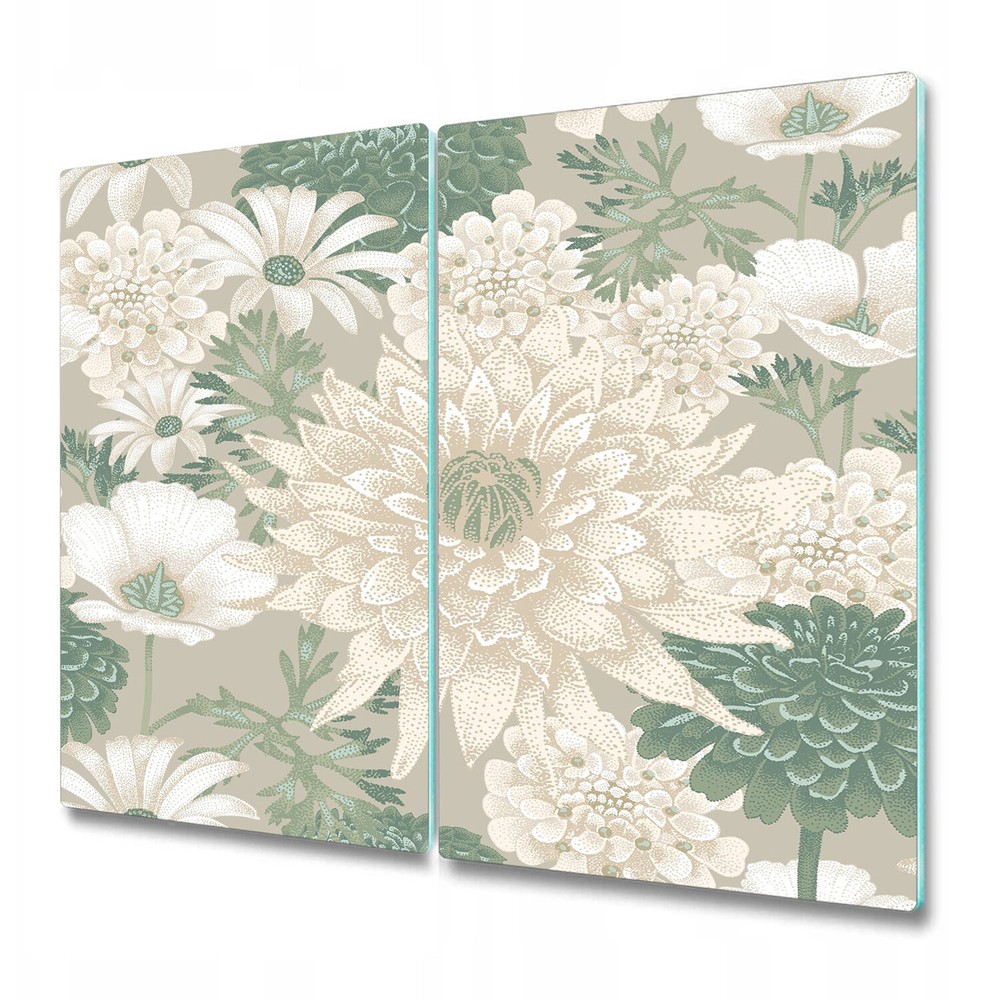 Glass Chopping Board Utensil Board Spring daisies green and white 2x30x52