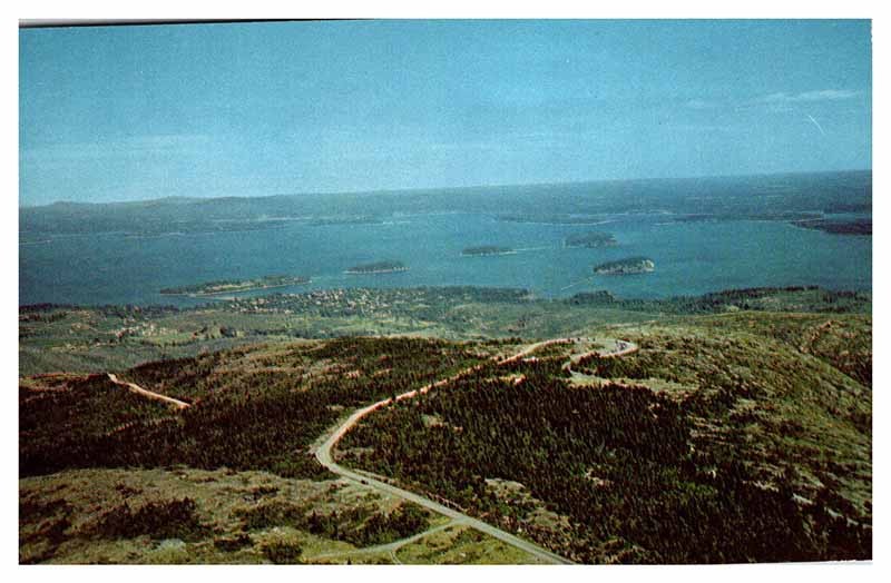 Postcard AERIAL VIEW SCENE Mt. Desert Island Maine ME m/09 AU2929