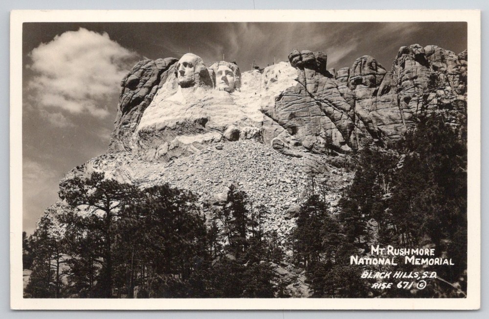 Vintage Mt Rushmore National Memorial Black Hills SD Postcard RPPC