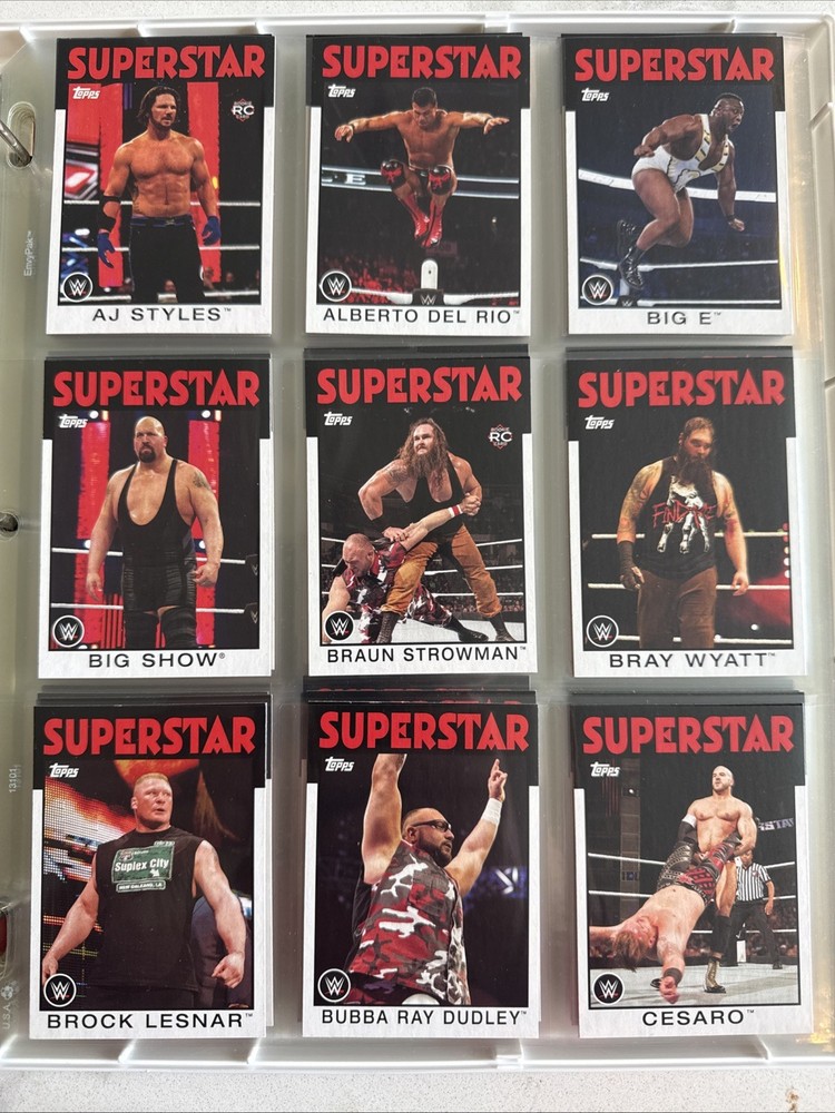 2016 Topps WWE Heritage Complete Base Set in Binder and Hard Case (110 Cards)