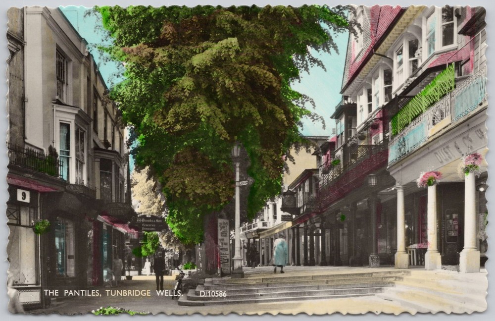 Tunbridge Wells England UK Tinted Real Photo Postcard RPPC The Pantiles