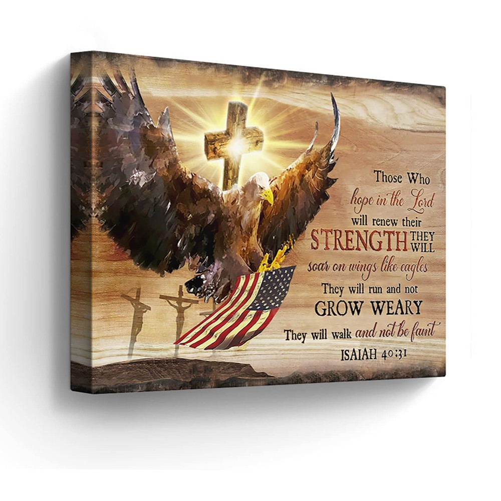 Motivational Bald Eagle Wall Art Christian American Eagle Gift Picture