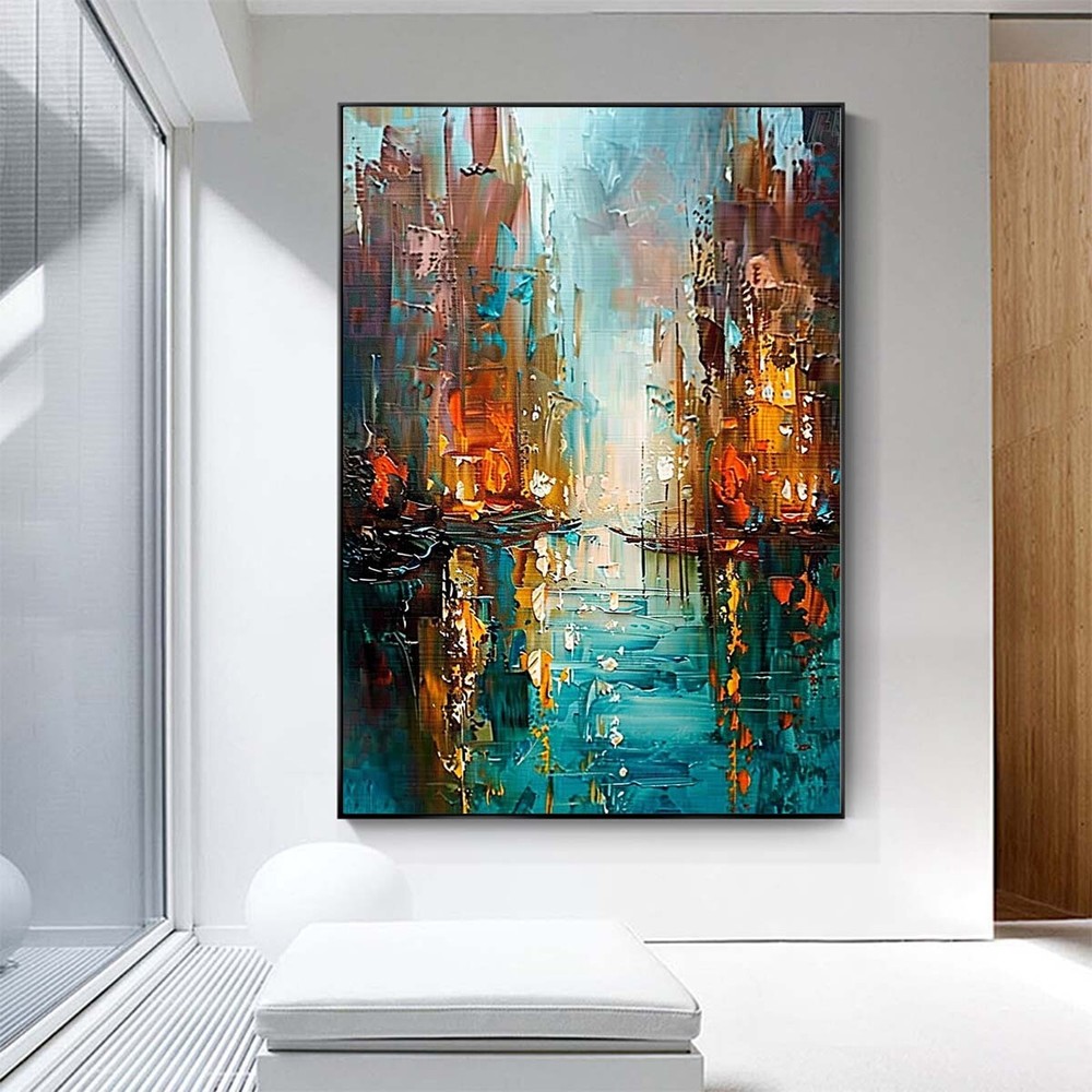 original Handpainted Knife Oil Painting On Canvas city Home Decoration wall