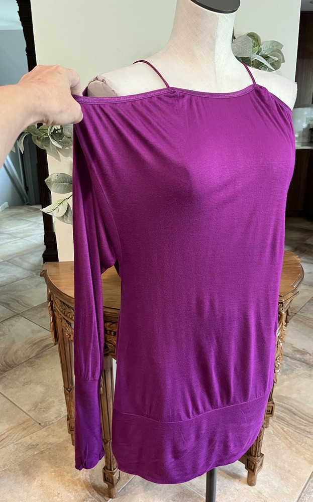 free people women’s small  violet￼ cold shoulder long sleeve tunic top C