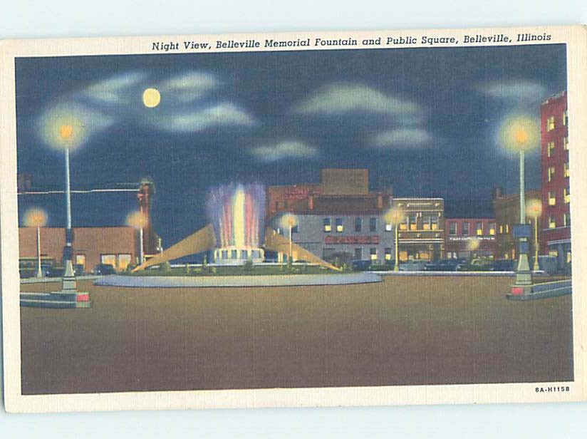 Pre-Chrome FOUNTAIN SCENE Belleville - Near East St. Louis Illinois IL AH5494