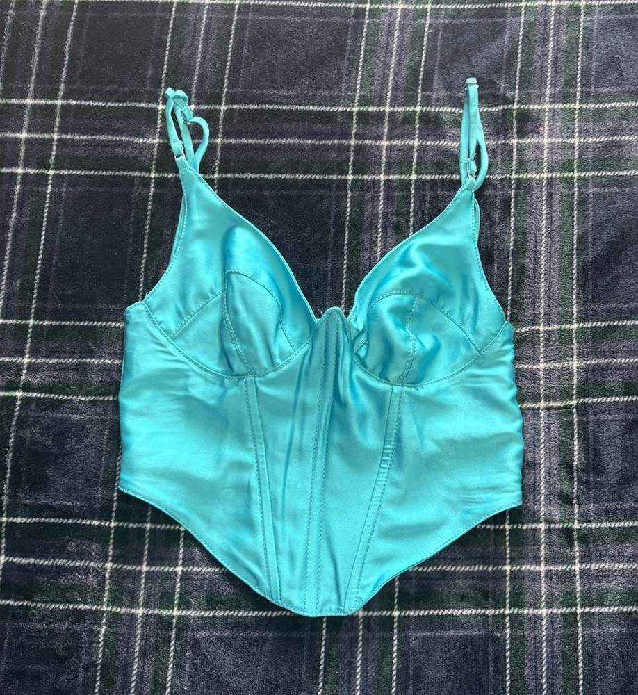 Urban Outfitters Going out Teal corset crop top Size Xs