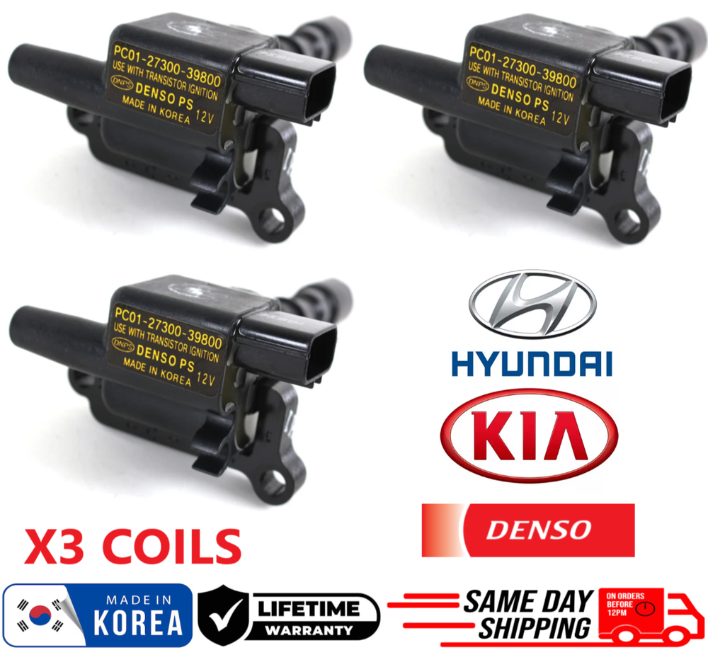 3 OEM Ignition Coils For 2003-2006 Kia Sorento 3.5L V6, 27300-39800, GENUINE SET