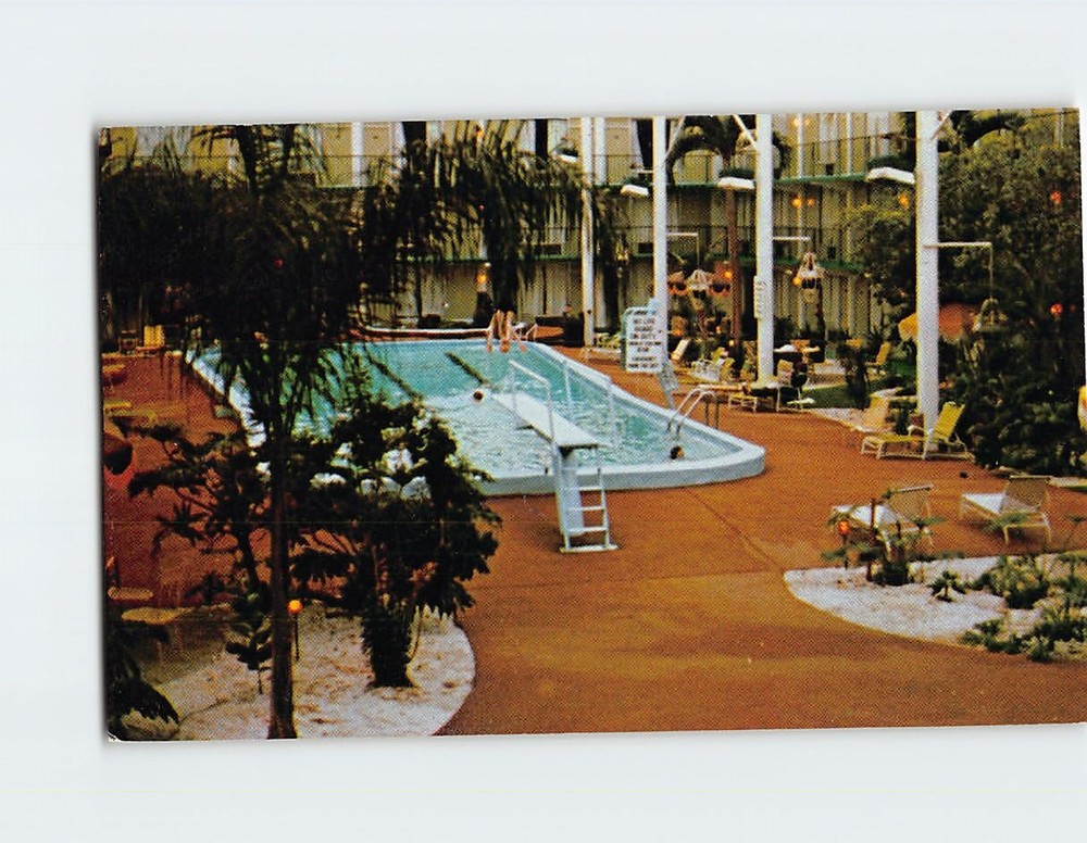 Postcard Tropical Garden Pool Continental Inn Lexington Kentucky USA