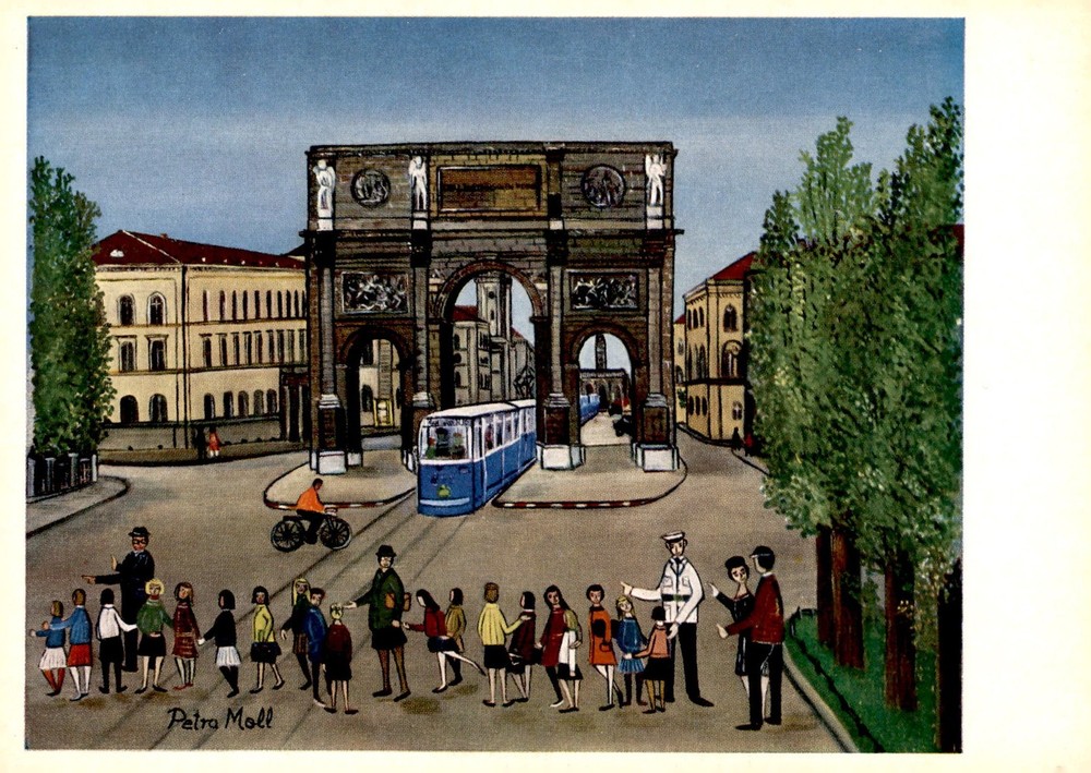Munich, Siegestor and Ludwigstraße, 1964 Postcard